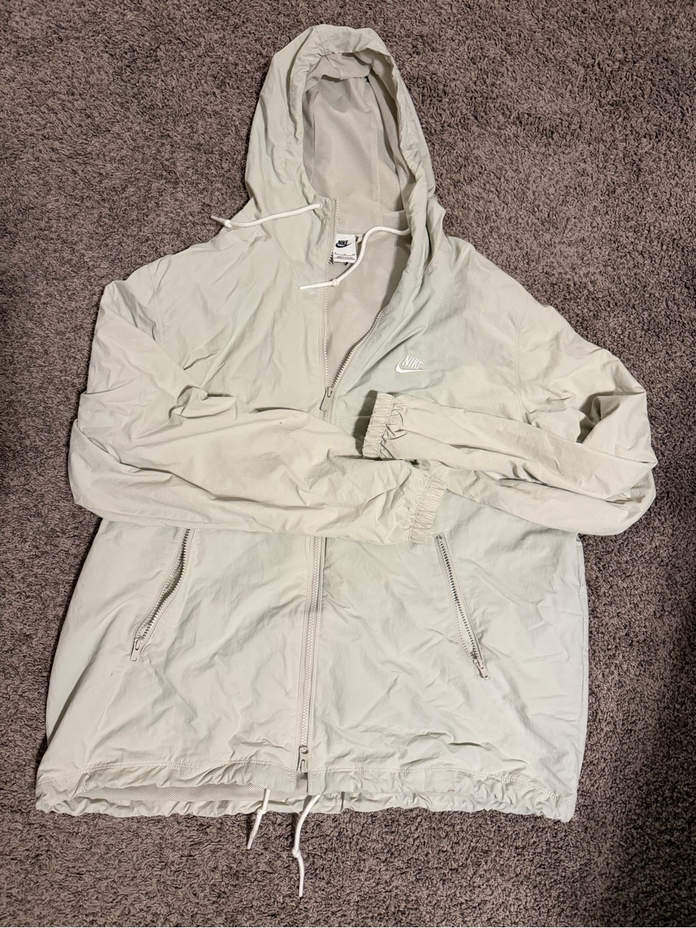 Nike Light Gray Hooded Windbreaker Jacket
